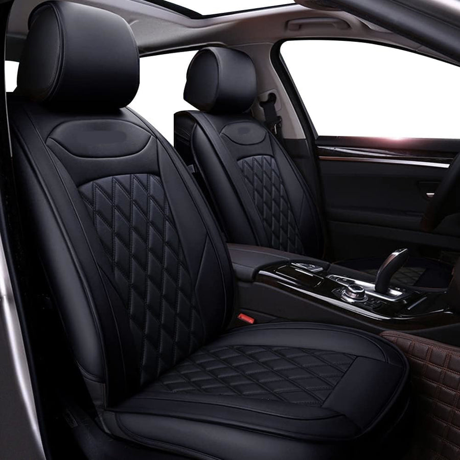 Luxury PU Leather Car Seat Covers, Waterproof, Fits Most Sedans & SUVs (Black)