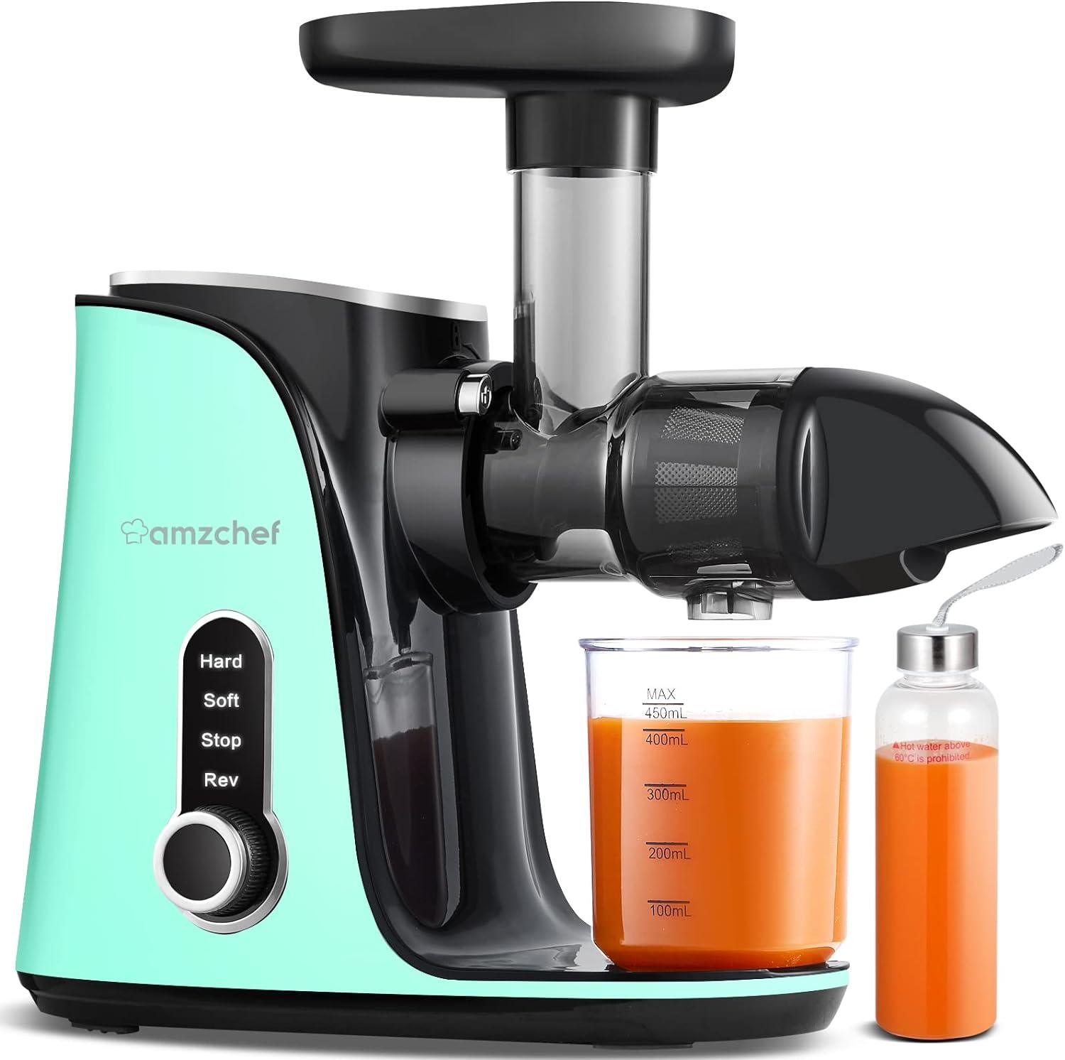 AMZCHEF Cold Press Juicer with 2 Speed Control, Ultradense Filter, Masticating Slow