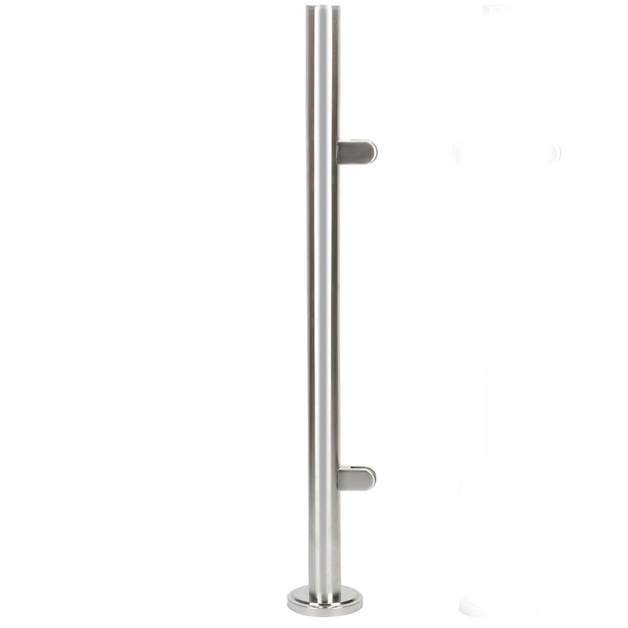 Stainless steel handrail on a white background