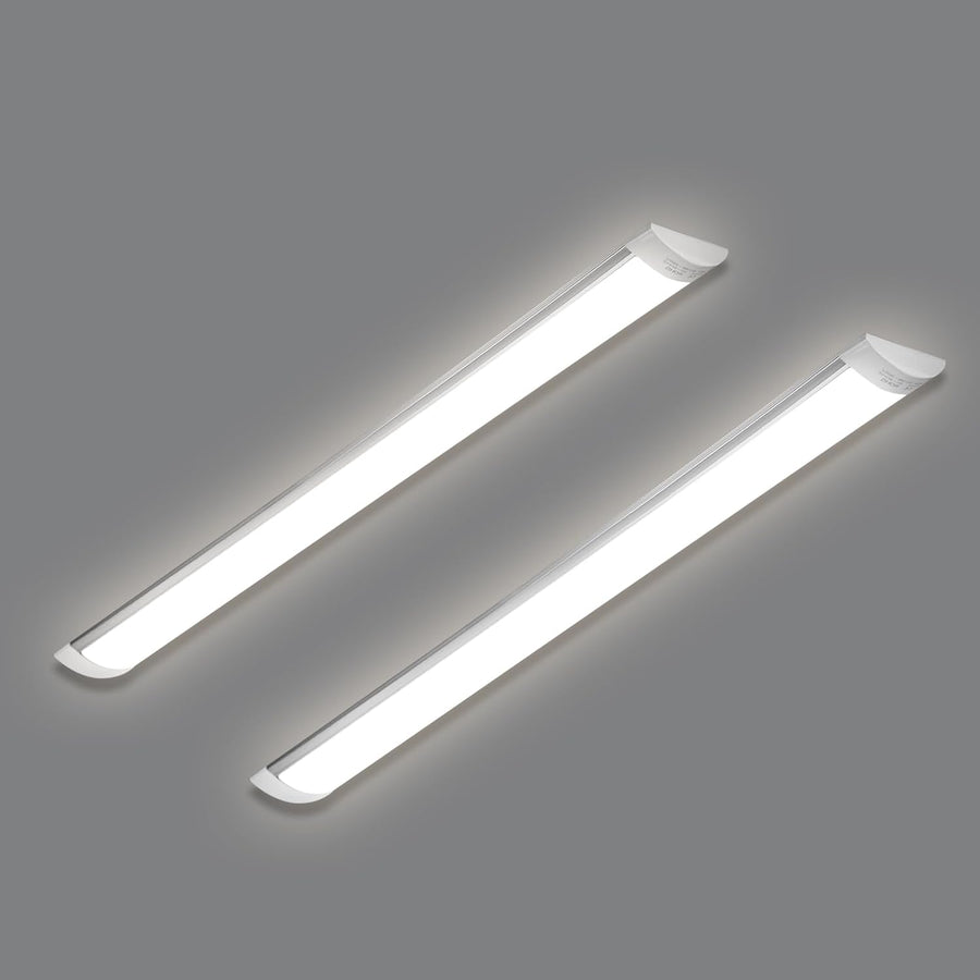 Two rectangular LED lights on a gray background