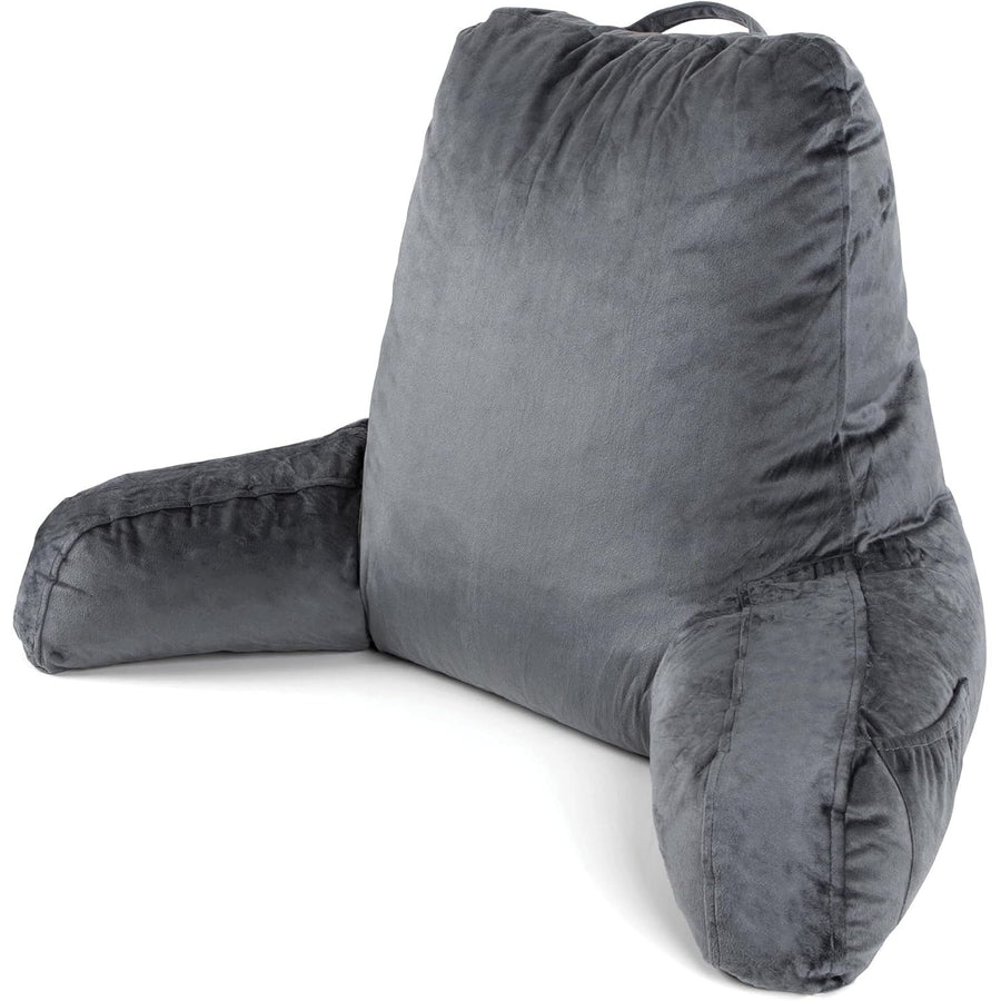 Gray backrest pillow on a white background