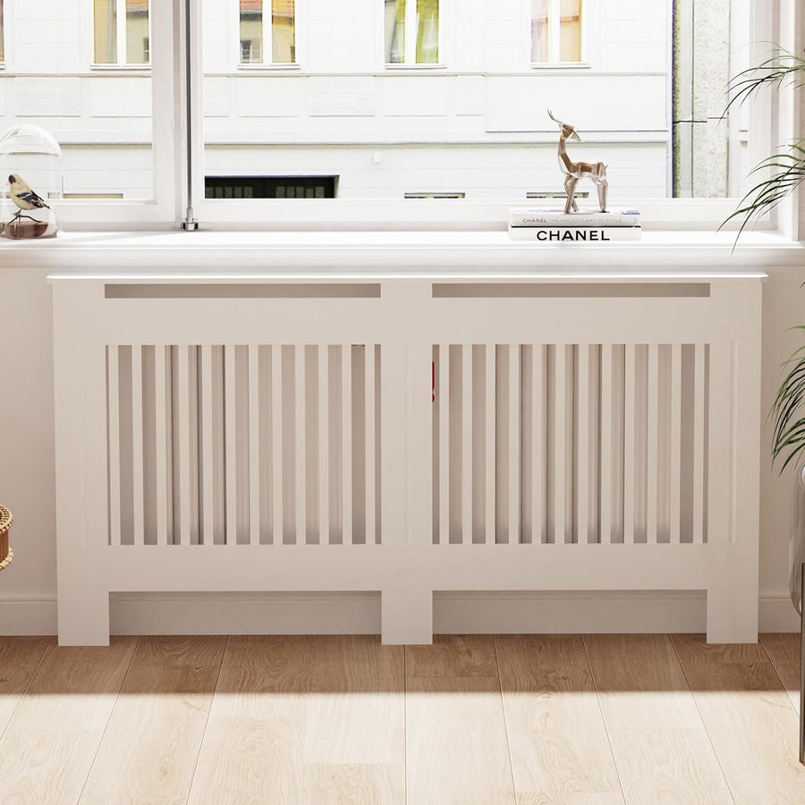 Large White High Radiator Cover Cabinet, 100cm Internal Height, Modern Design - Massive Discounts