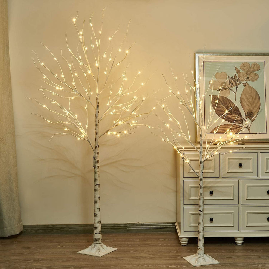 EAMBRITE White Twig Trees Set - 6FT, 5FT Birch with Warm White LEDs - Massive Discounts