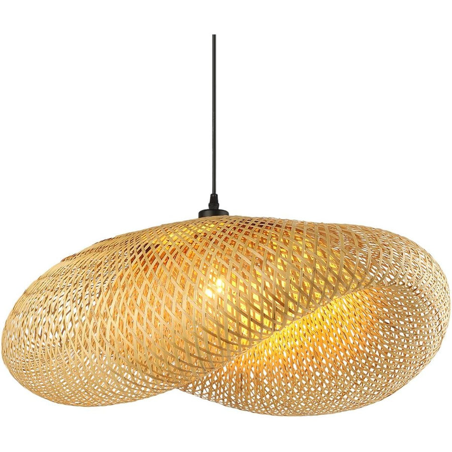 Schindora Bamboo Pendant Light – 40cm Woven Lampshade, E27 Ceiling Fit