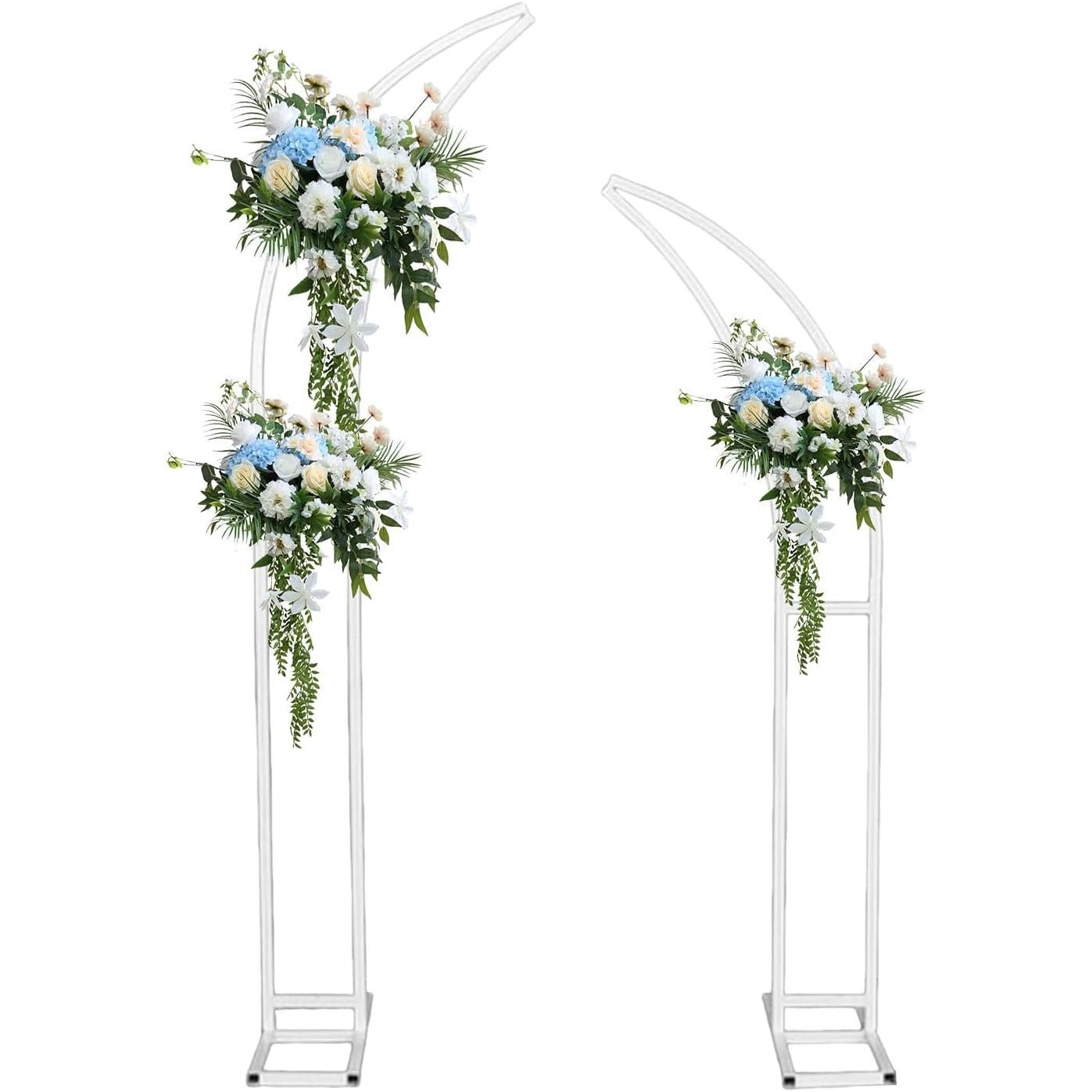 Two floral arches with greenery and flowers on a white background