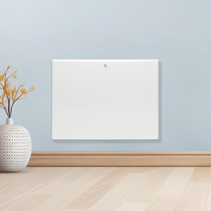600W White Electric Radiator Heater with Thermostat Wall Mounted Purus