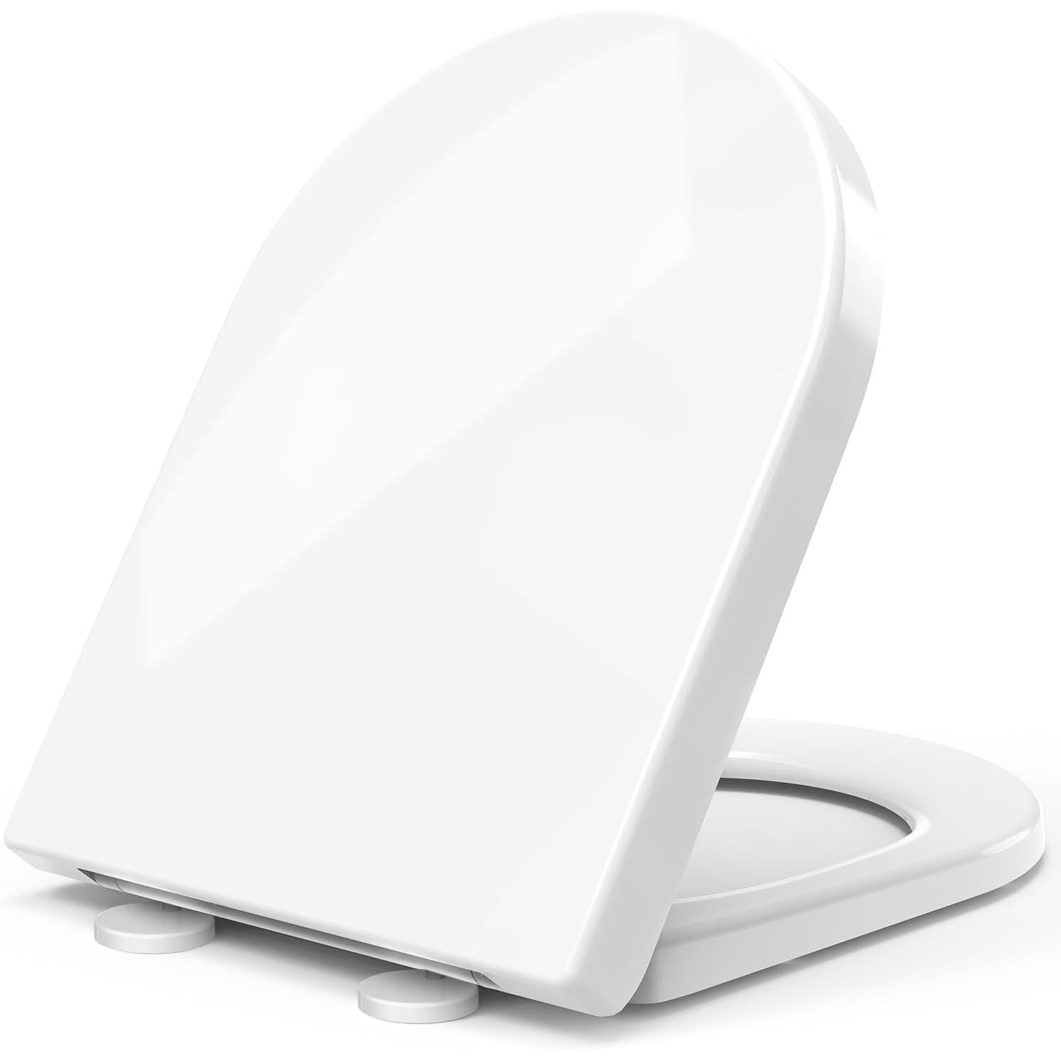 STOREMIC Soft Close Toilet Seat D Shape, White, Quick Release, PP Material