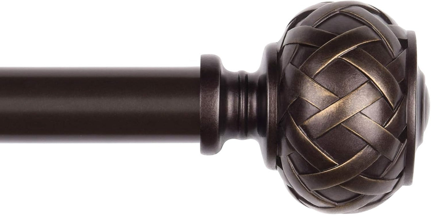3pcs SZXIMU Curtain Pole 182-365cm (72-144''), Extendable, Netted Finials, Brown
