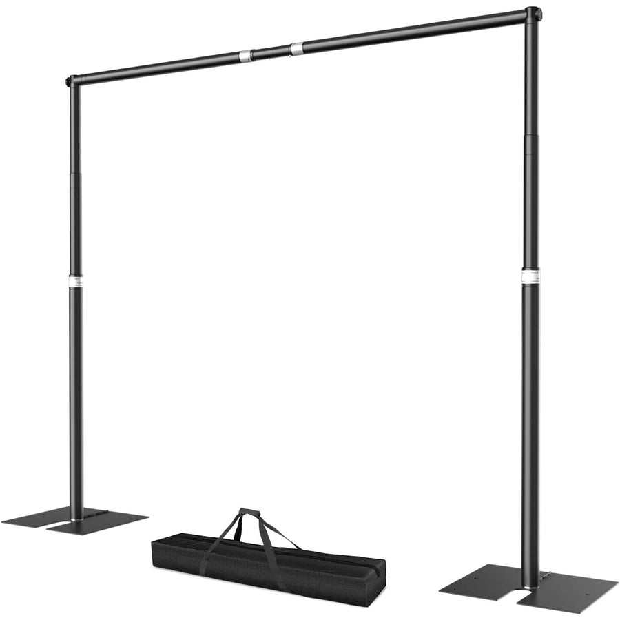 Black adjustable pull-up bar with carrying bag on a white background