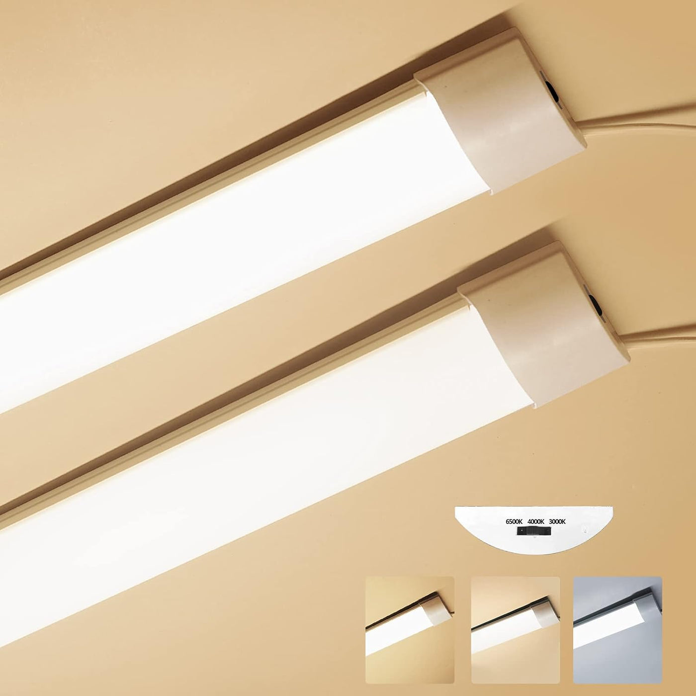 Sundertech® 3FT LED Batten Light Set of 2, 25W, 2760LM, 3CCT Selectable