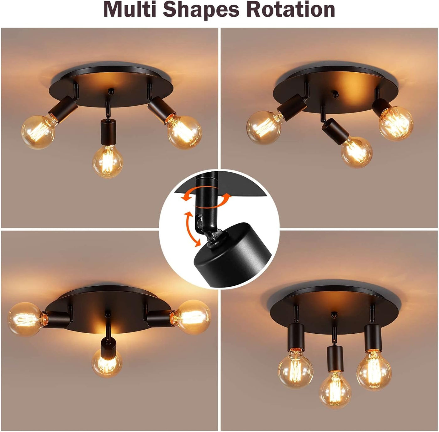 Ceiling light fixture with multiple bulb positions on a neutral background