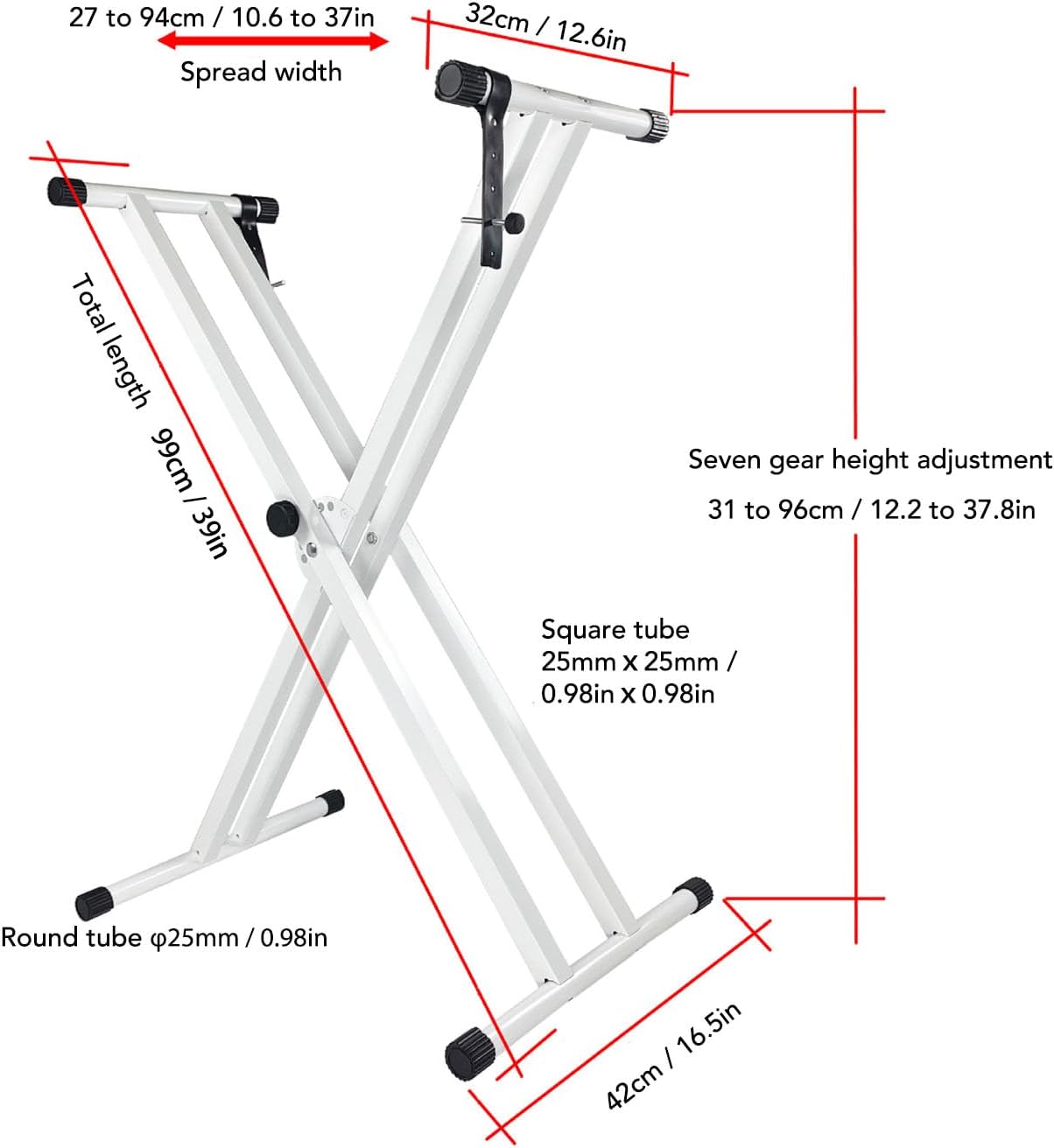 Double X Keyboard Stand – Adjustable 7 Heights, for 54–88 Key Electric Pianos