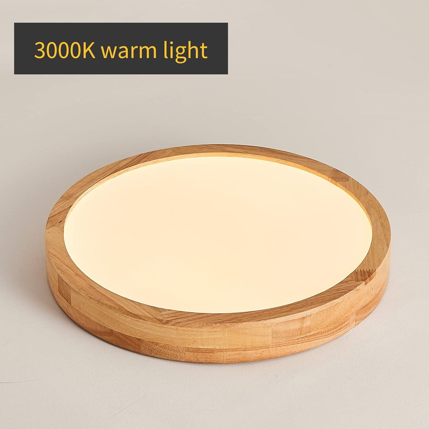 Schindora Wooden LED Ceiling Light, 20W Ø30cm Warm White for Home Rooms