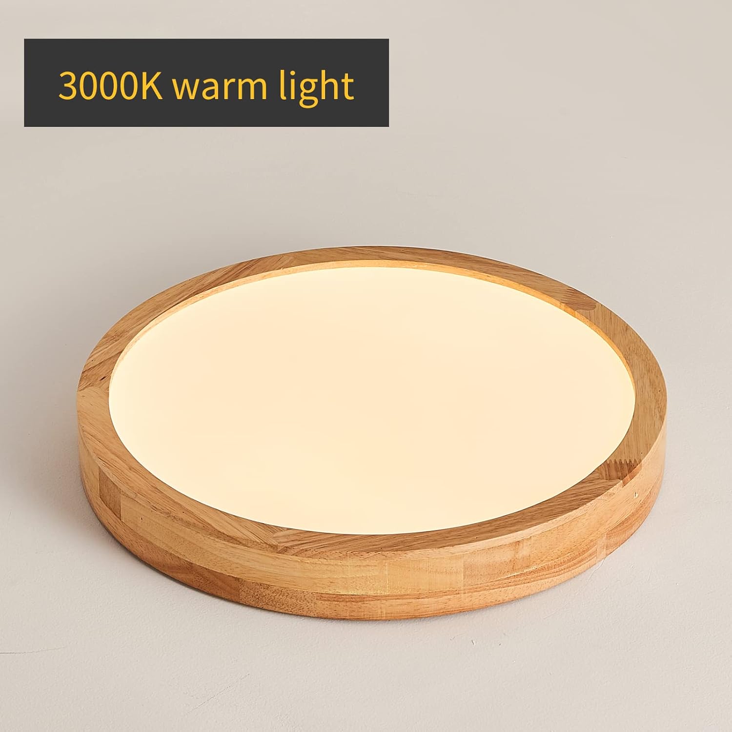 Schindora Wooden LED Ceiling Light, 20W Ø30cm Warm White for Home Rooms
