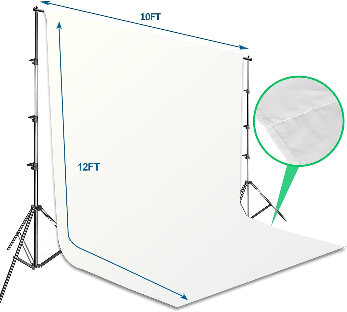 Photography Backdrop Stand 8.5x10ft with 10x12ft White Screen for Studio EMART