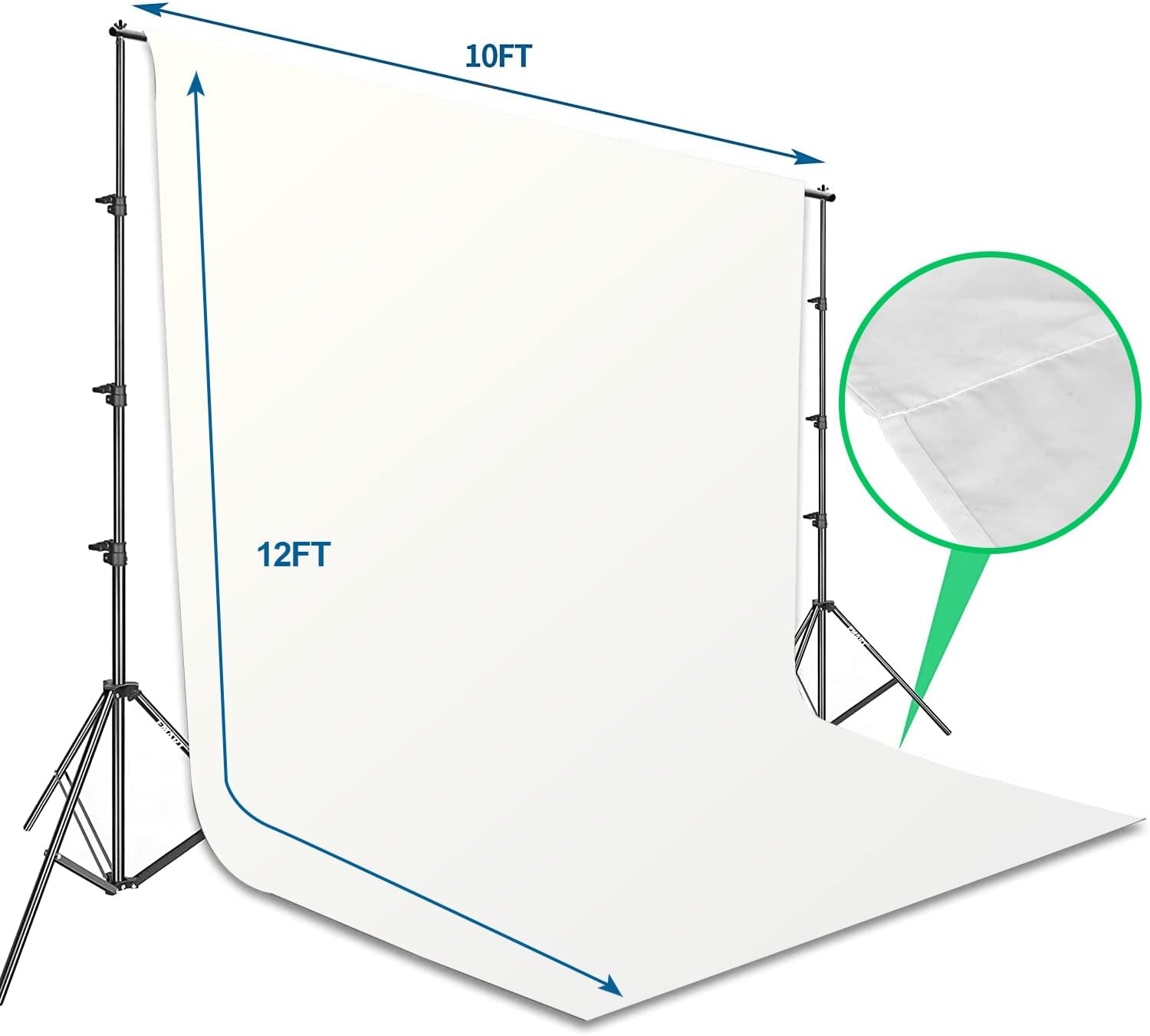 Photography Backdrop Stand 8.5x10ft with 10x12ft White Screen for Studio EMART