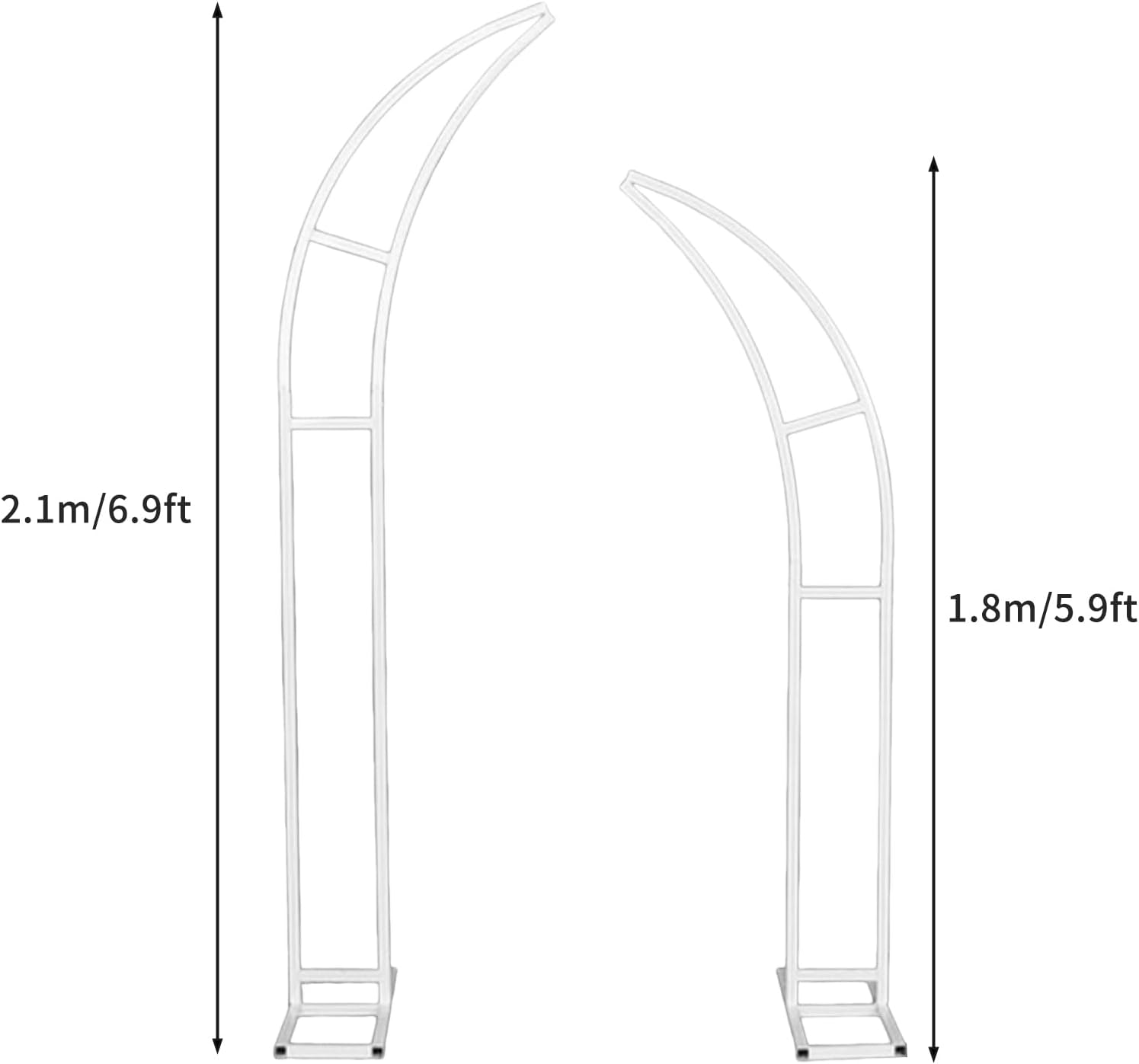 Metal Wedding Backdrop Stand Moon Shape Arch 2.1M 1.8M 2Pcs Maxant