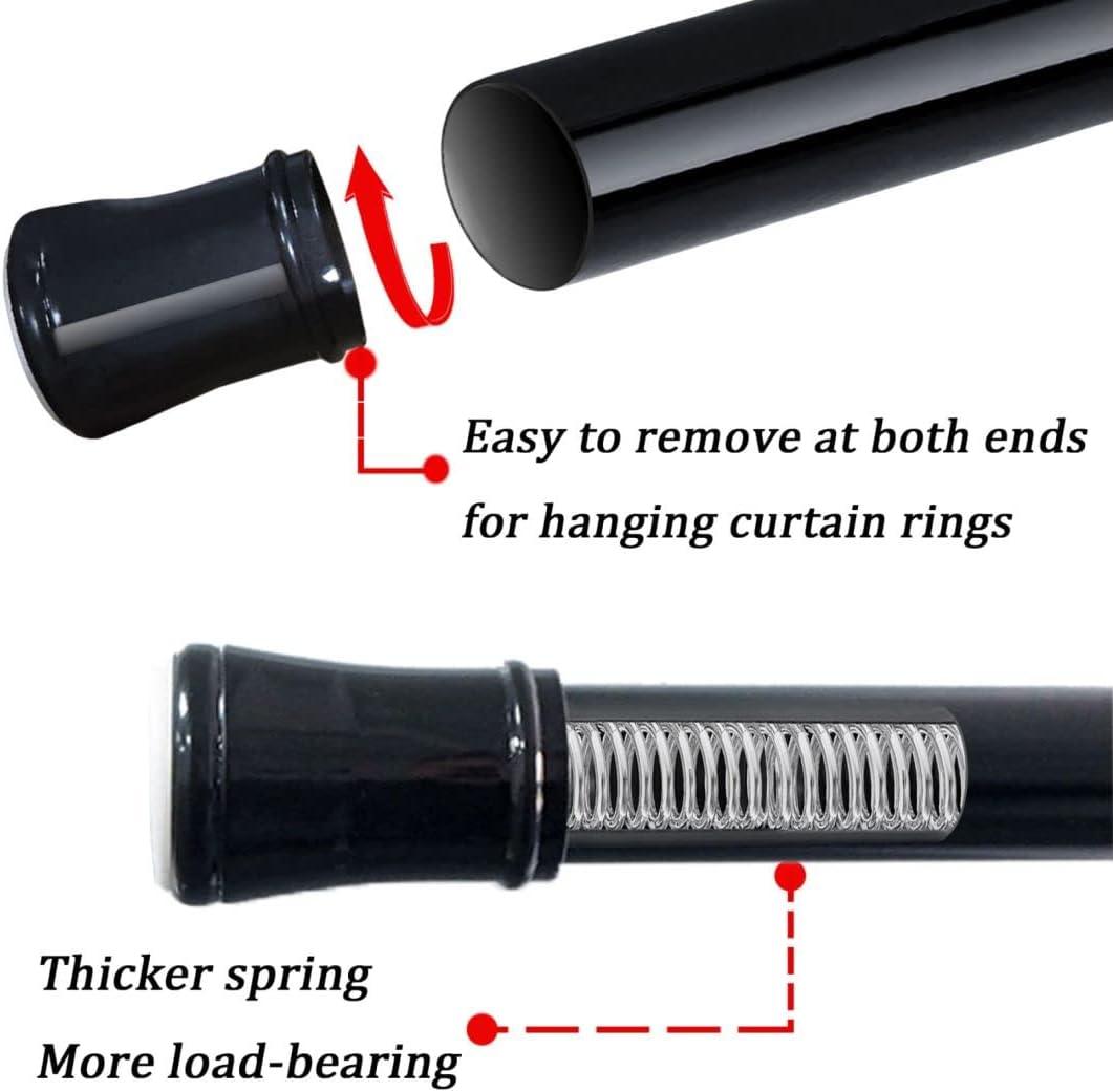 2PCS Extendable Curtain Rods Black Telescopic Spring, 70.5-120CM - Massive Discounts
