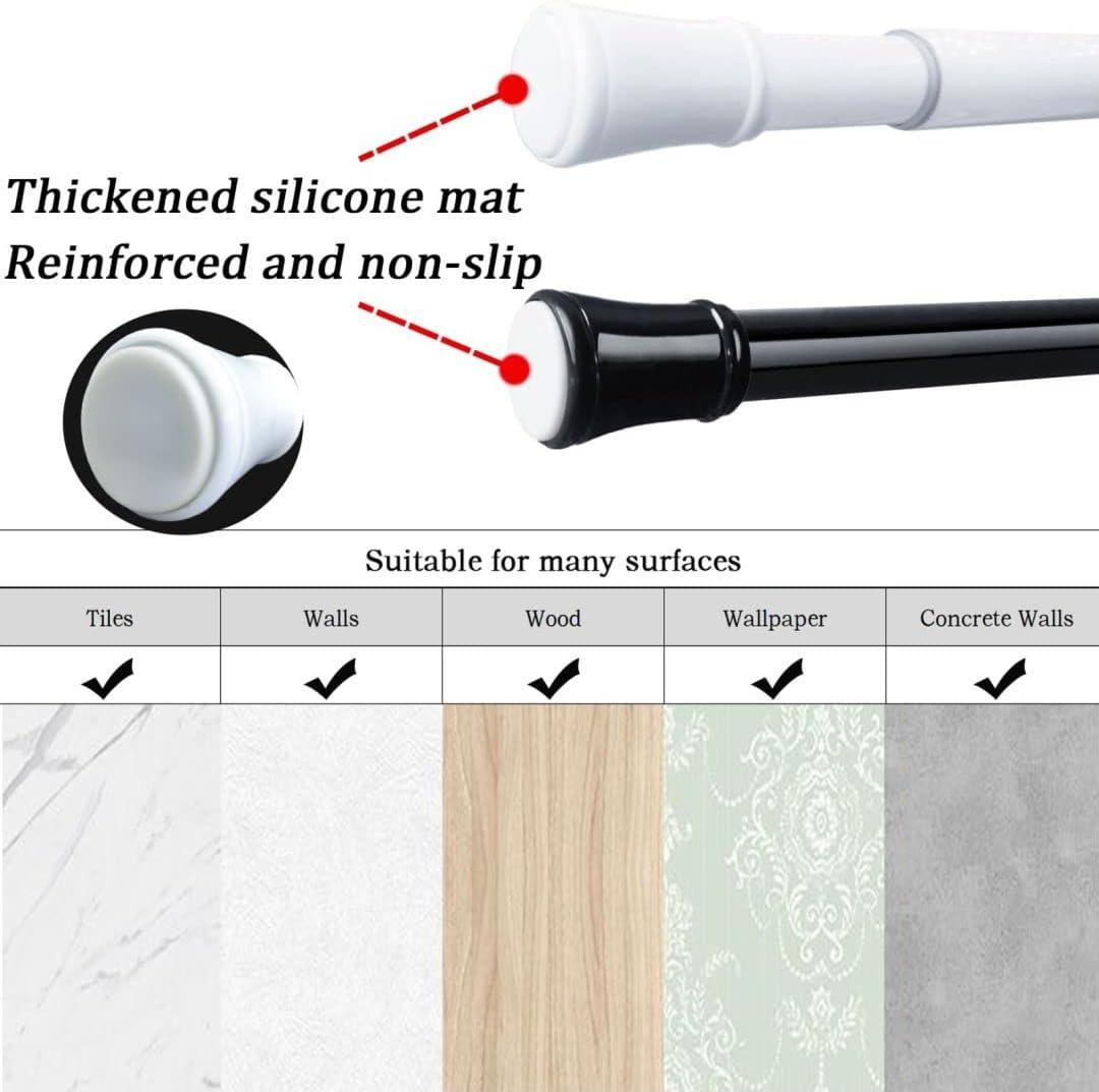 2PCS Extendable Curtain Rods Black Telescopic Spring, 70.5-120CM - Massive Discounts