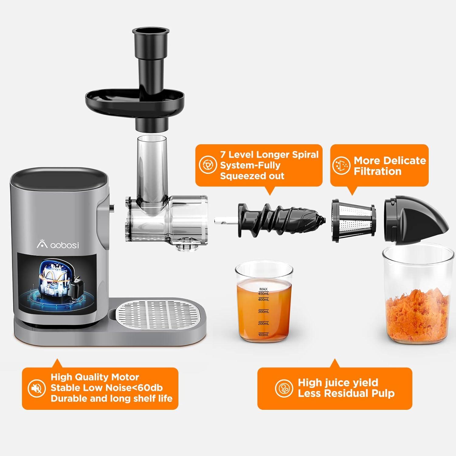 AOBOSI  Slow Masticating Juicer Machines with Quiet Motor Reverse Function