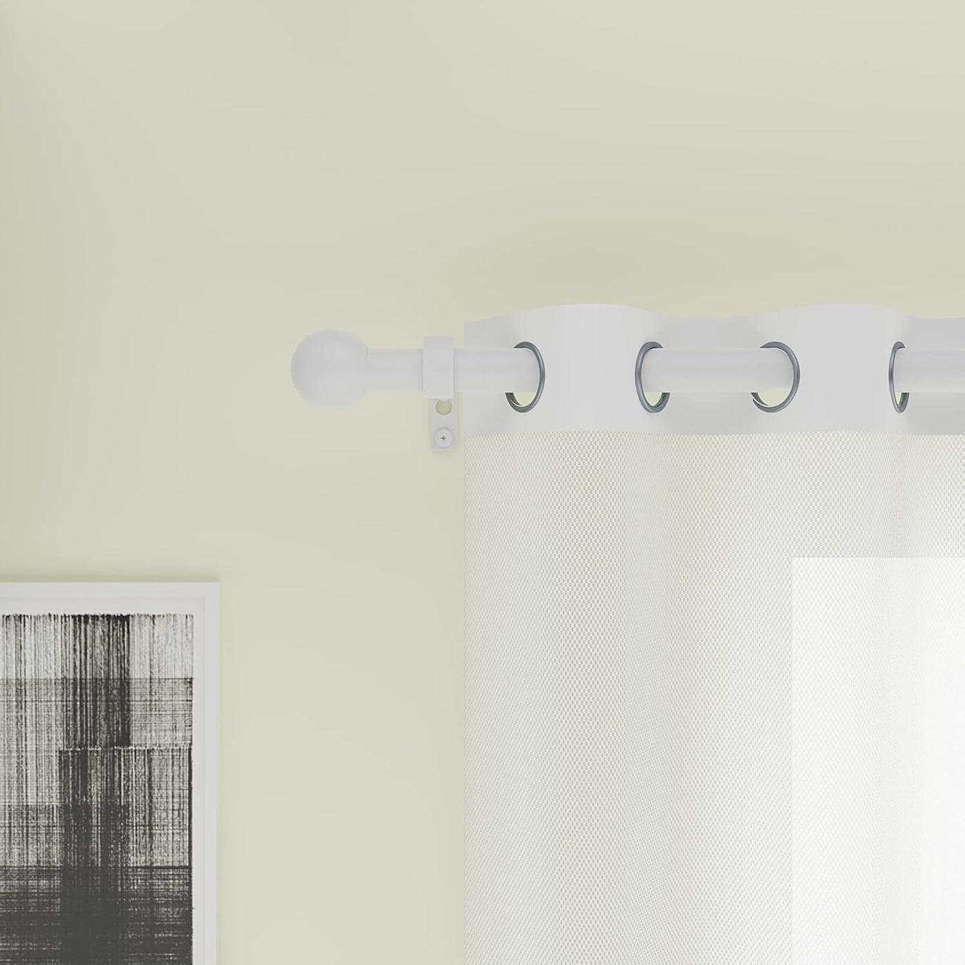 Extendable Curtain Pole 120-300cm, White, Round Ball Finials, 48-120inch