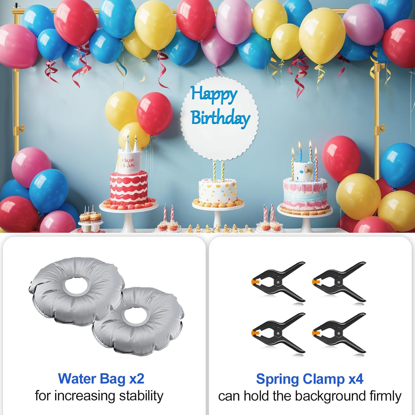 Gold Backdrop Stand 8.5x10ft Adjustable Photo Frame with Steel Base EMART