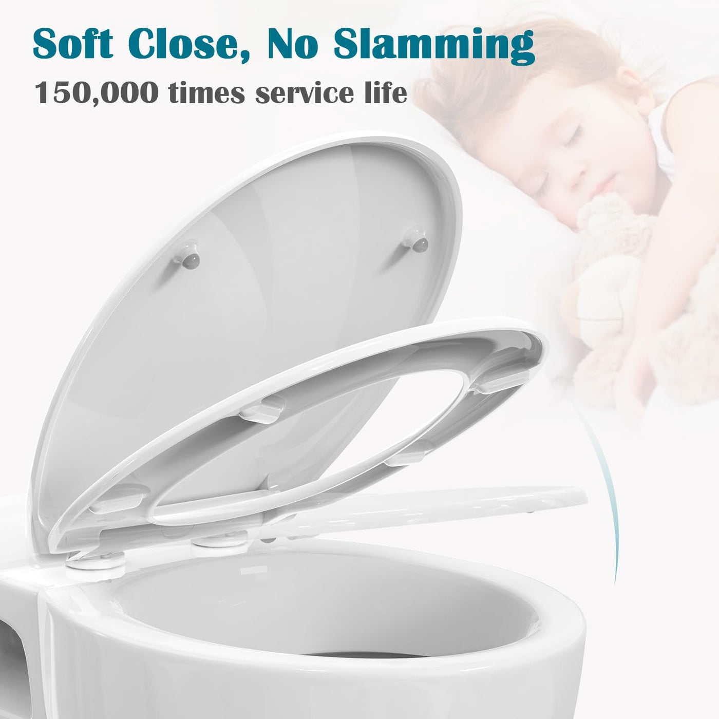STOREMIC Soft Close Toilet Seat, O Shape White Lid with Quick Release Fixing