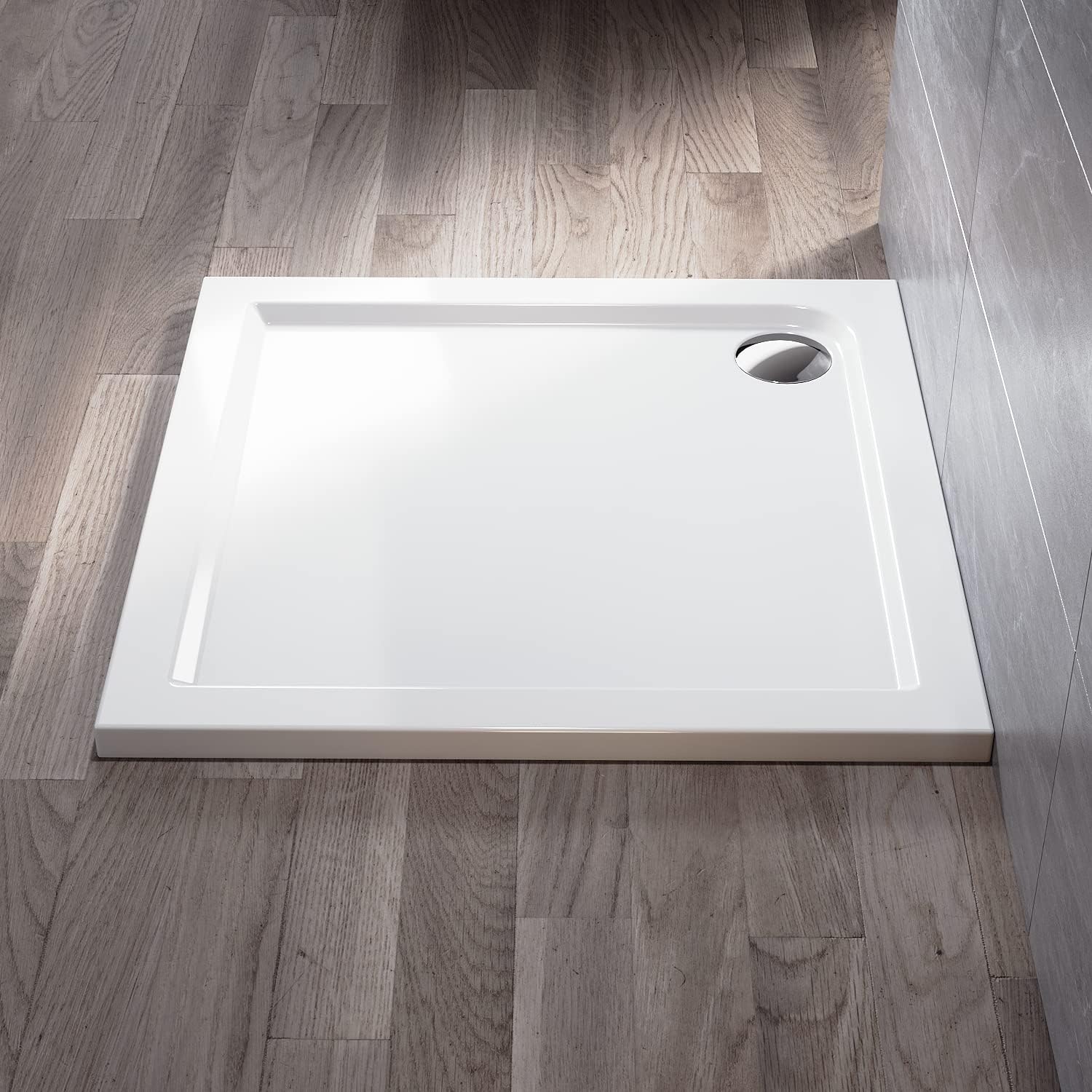ELEGANT 760 x 760 x 40 mm Square Stone Shower Enclosure Tray + Waste Trap