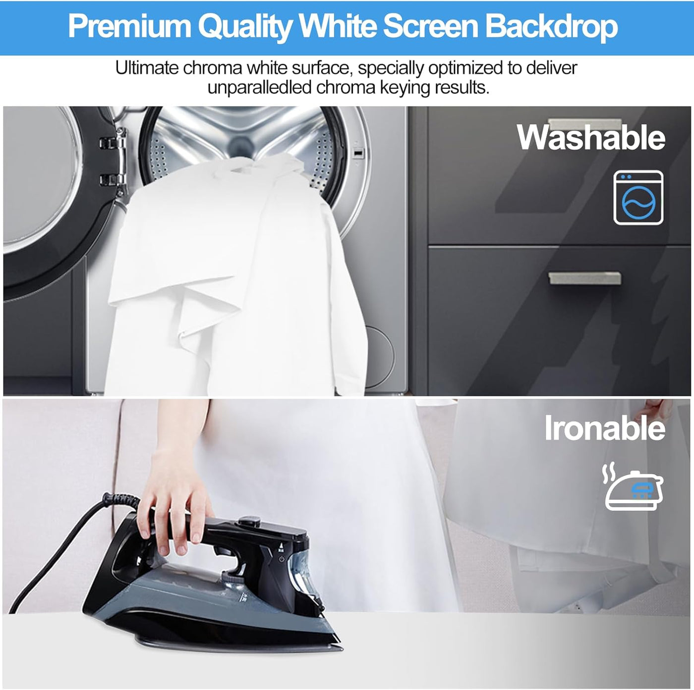White Backdrop 1.5x2m with Adjustable 2x2m Frame Stand Kit for Studio EMART