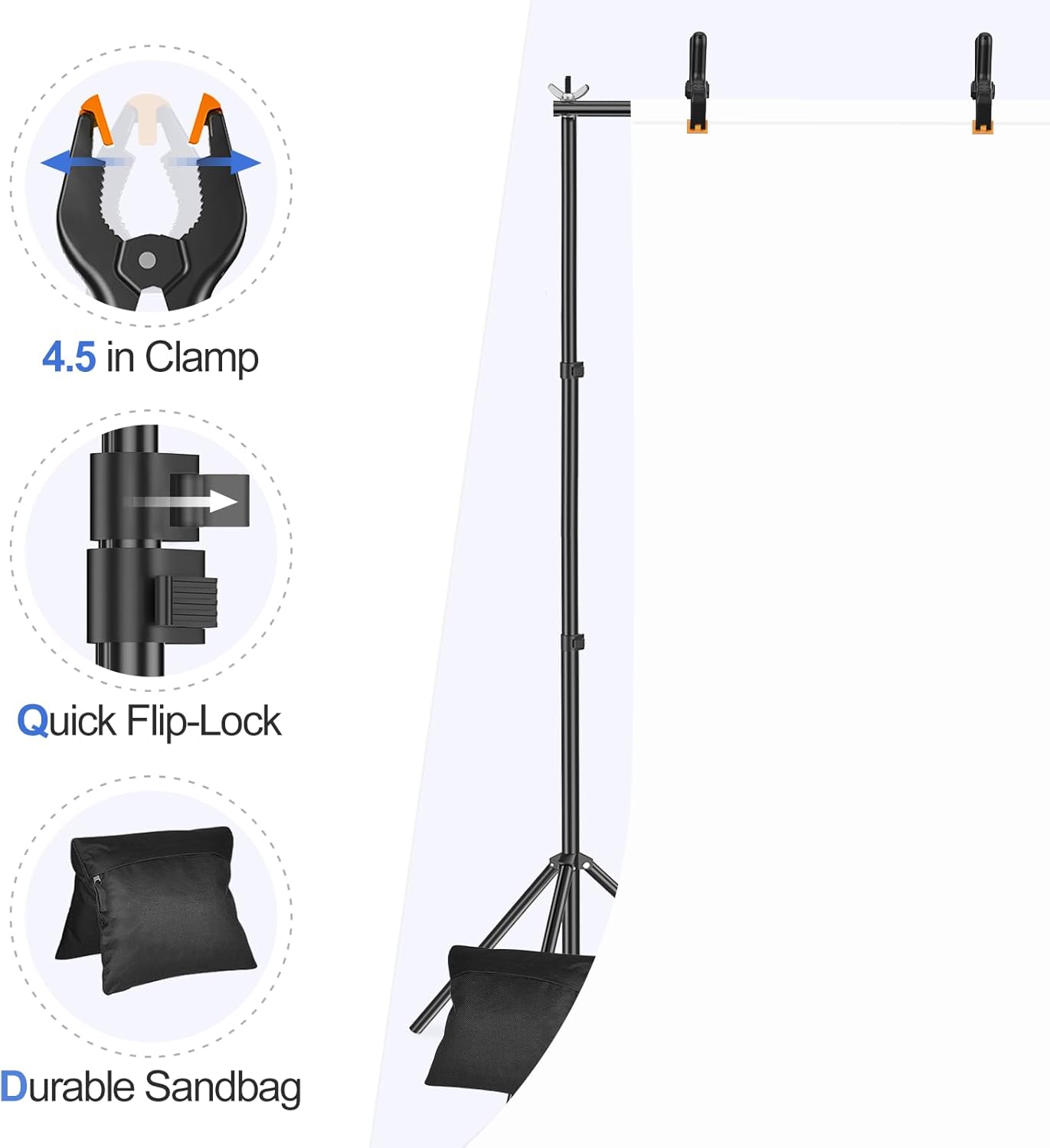 Backdrop Stand 3x2.6m Adjustable Photo Studio Support Kit with Bag EMART