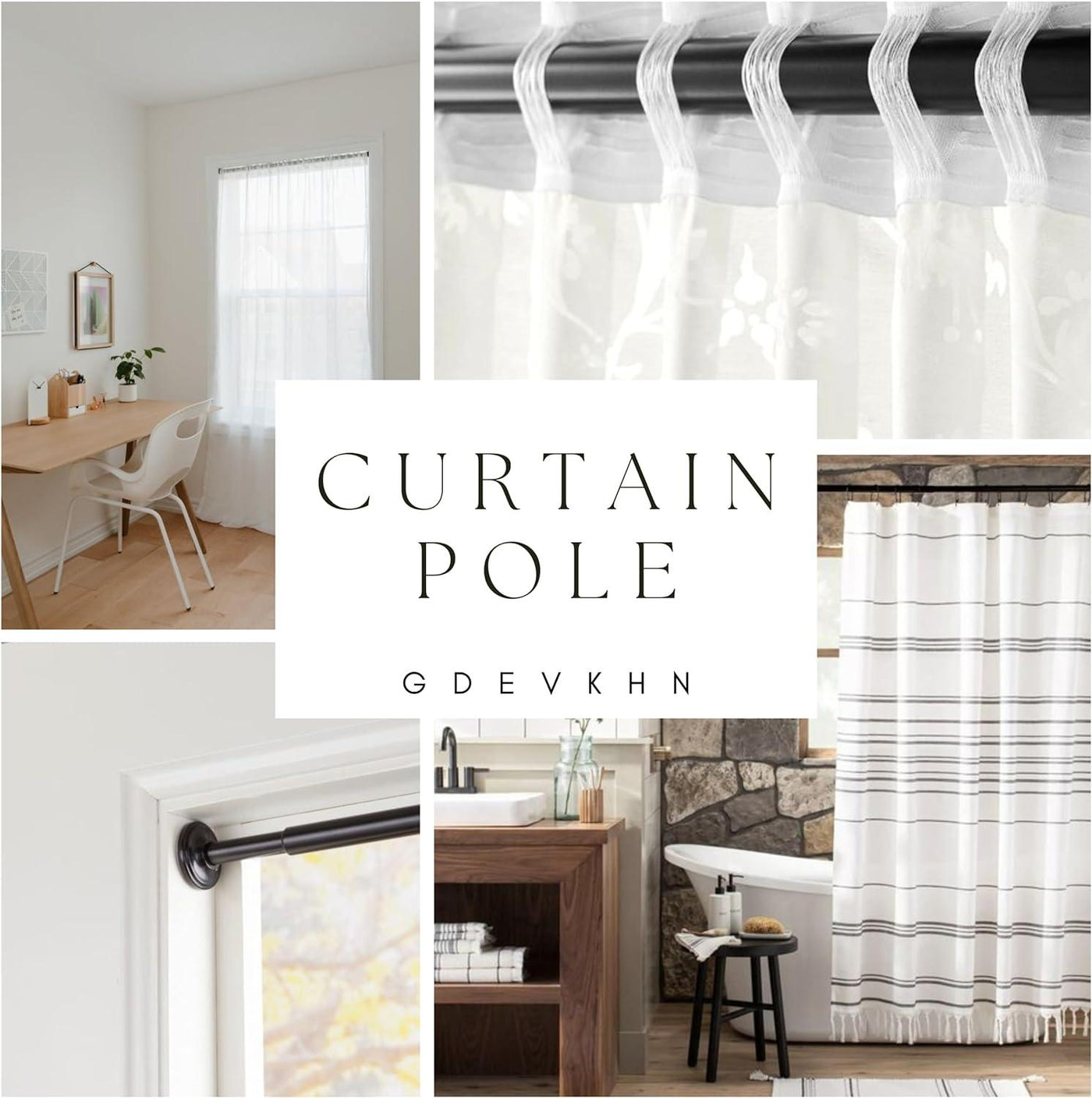 Shower Curtain Rail Extendable 90-140CM Φ32mm Stainless Steel - Massive Discounts