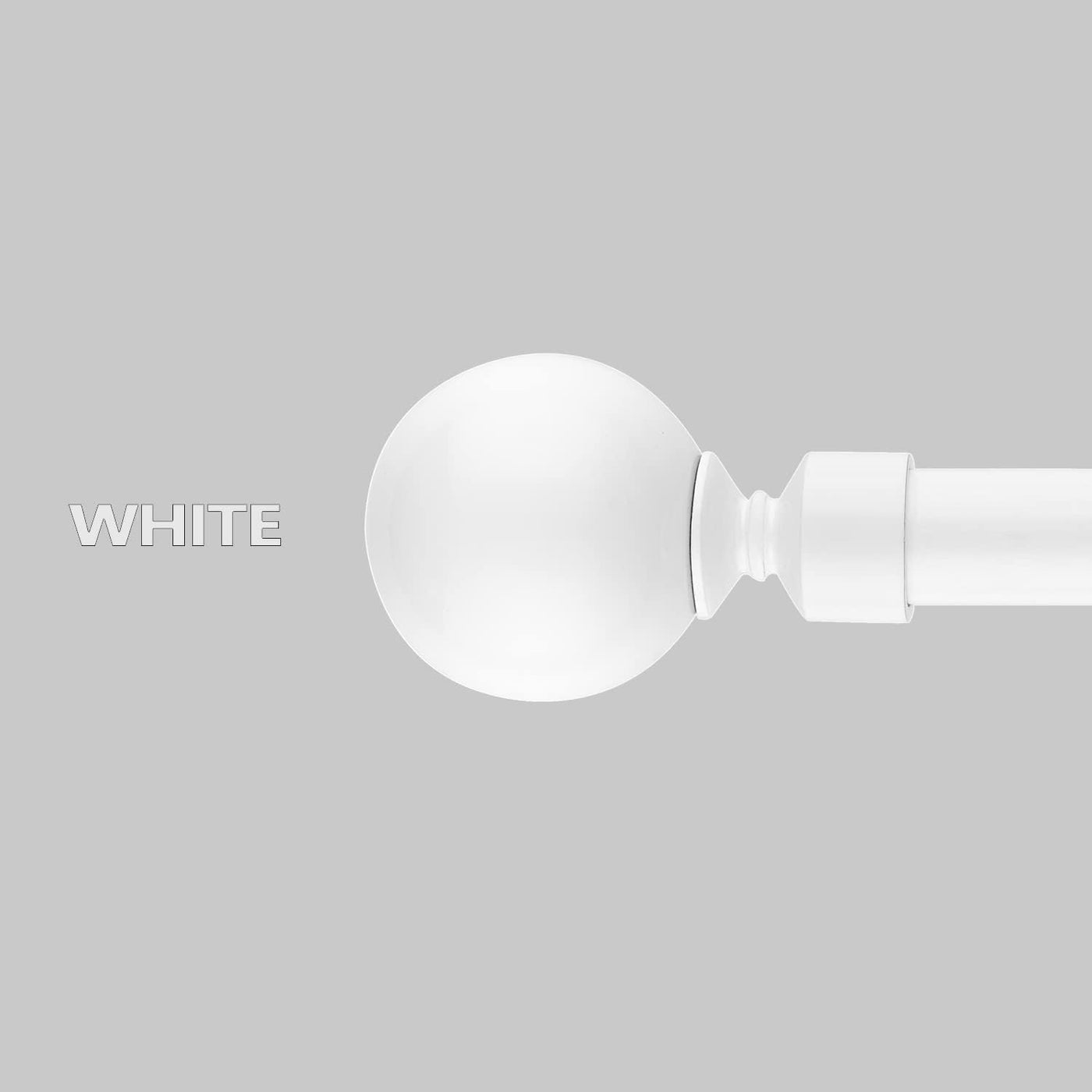 White Extendable Curtain Pole 120-300cm with Metal Ball Finials, 19mm Diameter