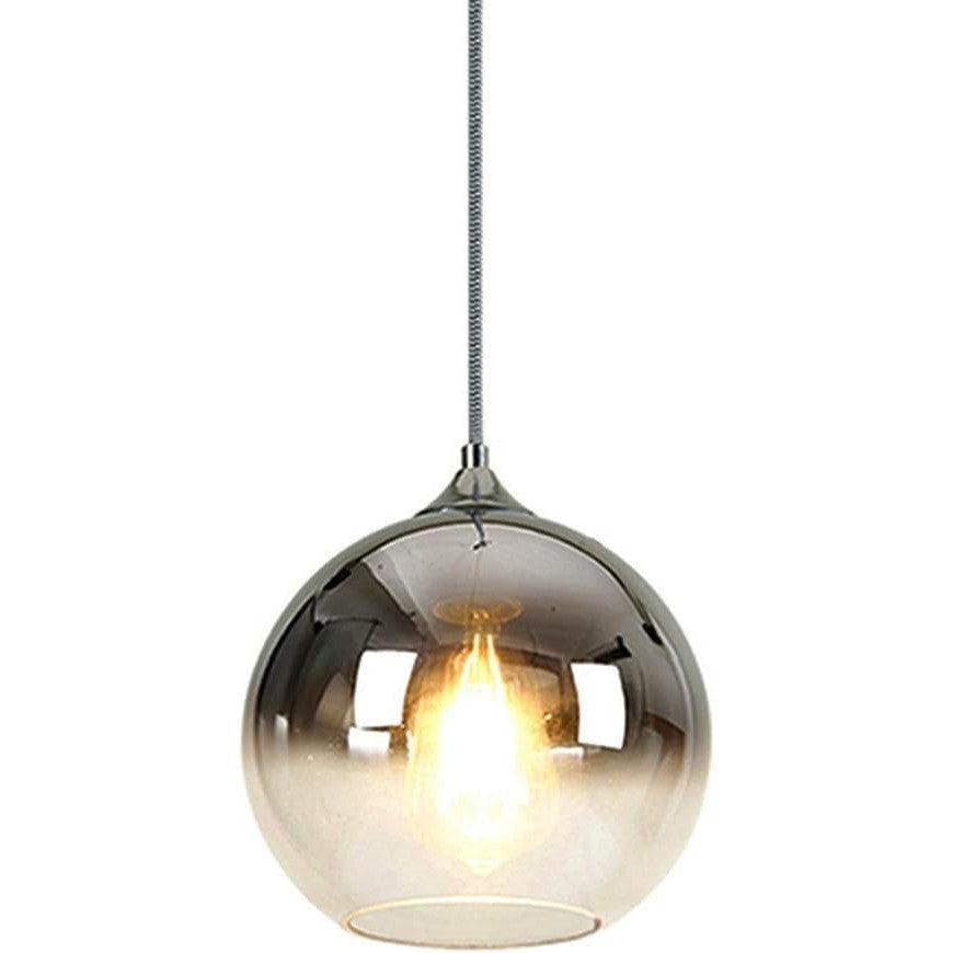 HJXDtech 25cm Chrome Glass Pendant Light: Spherical Gradient Globe Shade - Massive Discounts