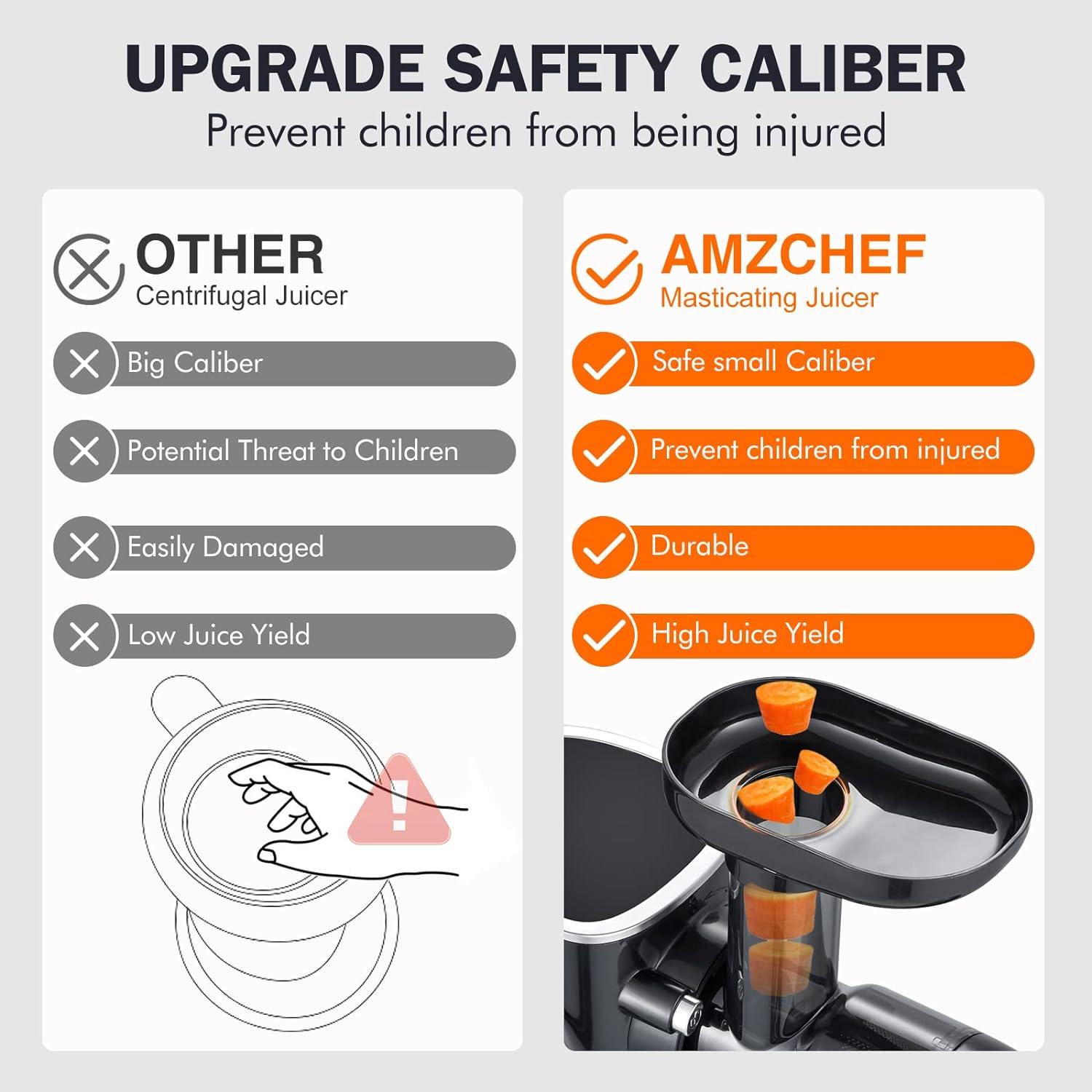 AMZCHEF Cold Press Juicer with 2 Speed Control, Ultradense Filter, Masticating Slow