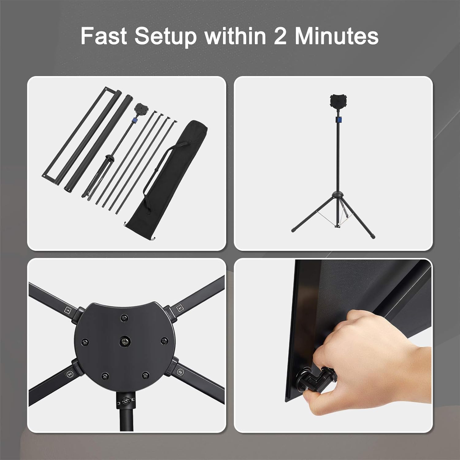 Projector Screen with Stand 100 Inch 16:9 Portable Outdoor Tripod excelimage