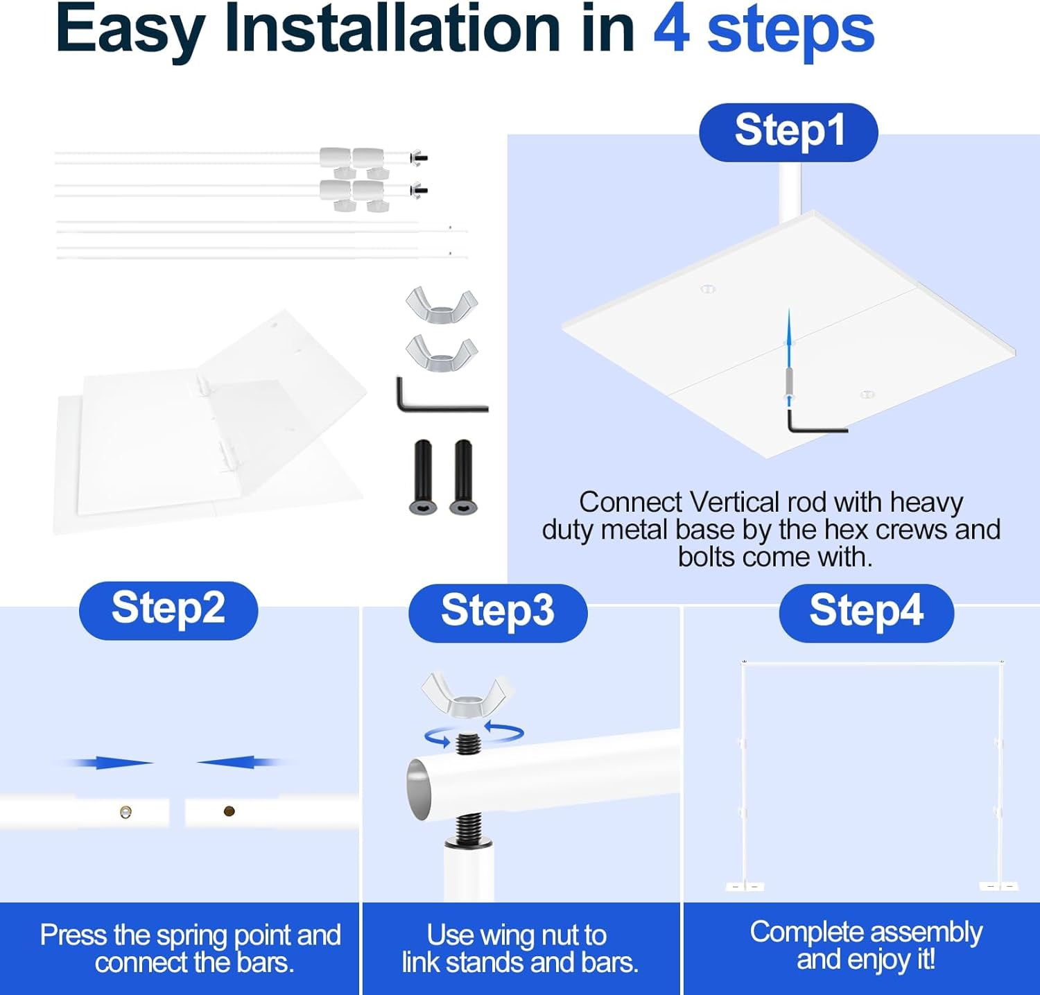 Backdrop Stand 2x3m Adjustable Heavy Duty Steel Frame Photo Studio EMART