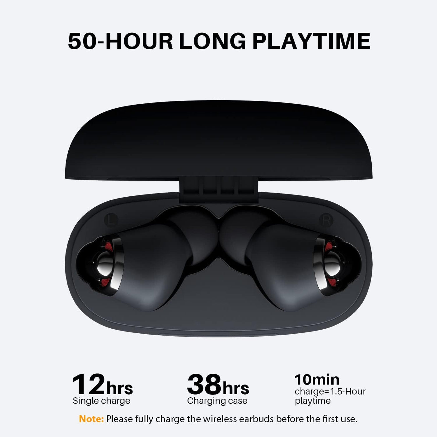 Tribit FlyBuds C1 Wireless Earbuds, Bluetooth 5.2, 50H Playtime, Noise Cut