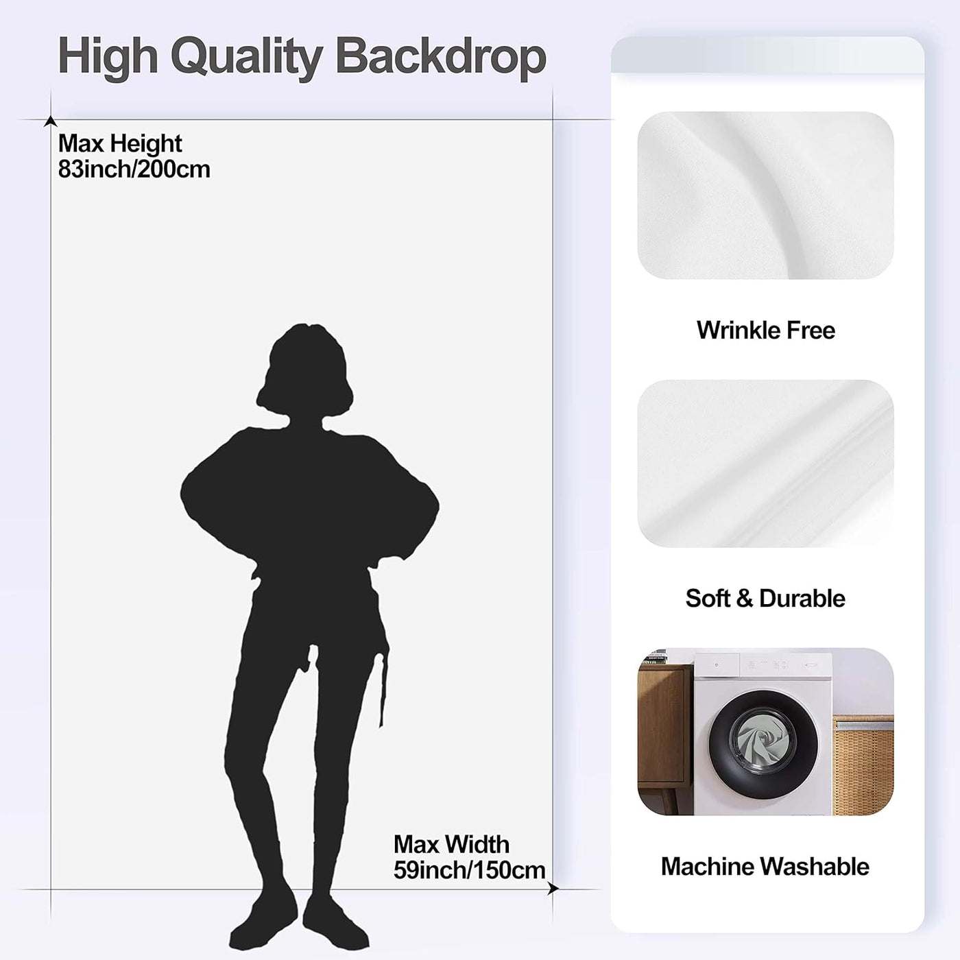 White Photography Backdrop 1.5x2m with T-Stand 1.5x2.6m Studio Kit EMART