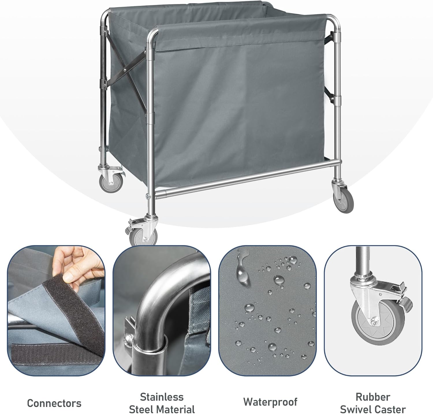 Large Folding Laundry Trolley 350L Heavy Duty Cart on Wheels Nisorpa