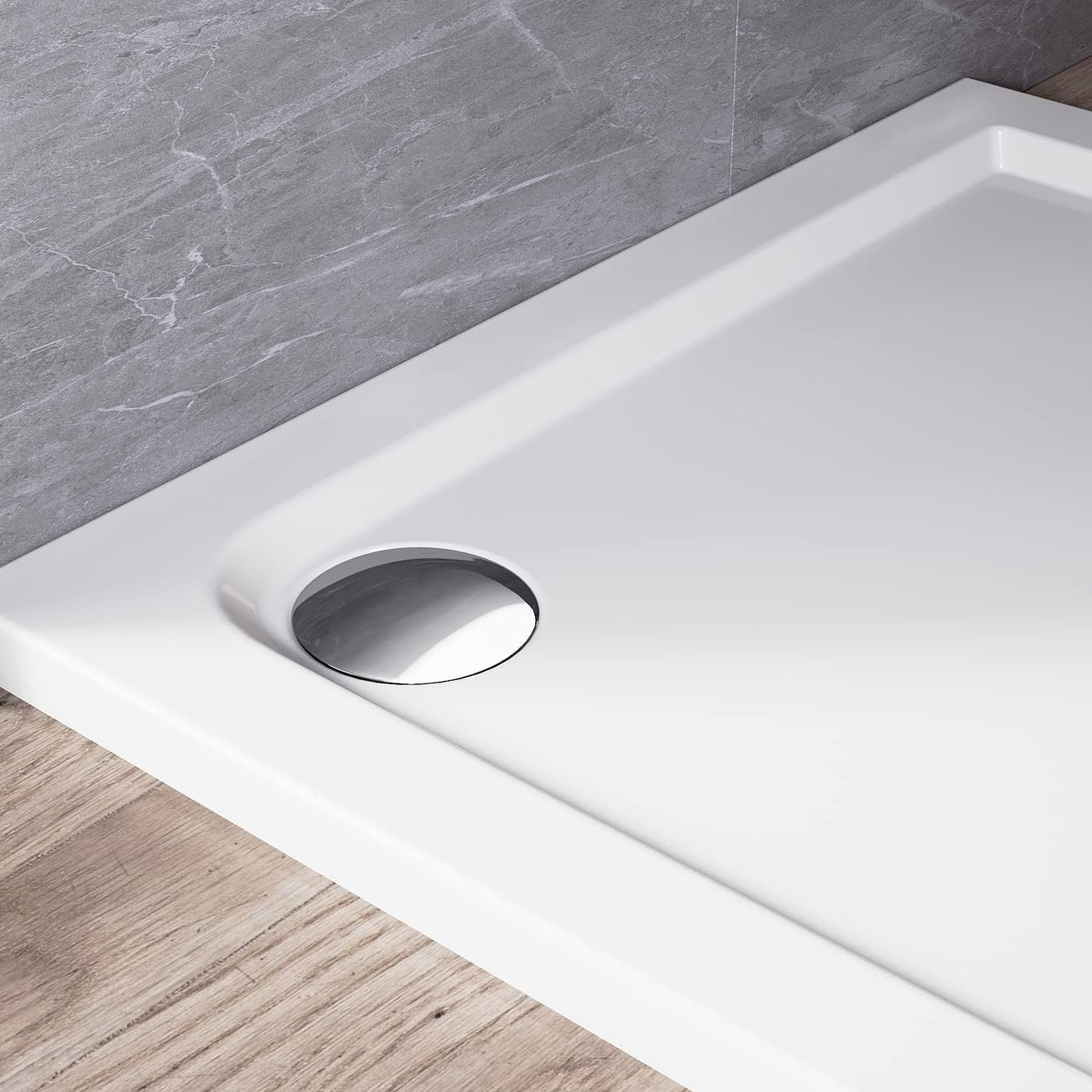 ELEGANT 760 x 760 x 40 mm Square Stone Shower Enclosure Tray + Waste Trap