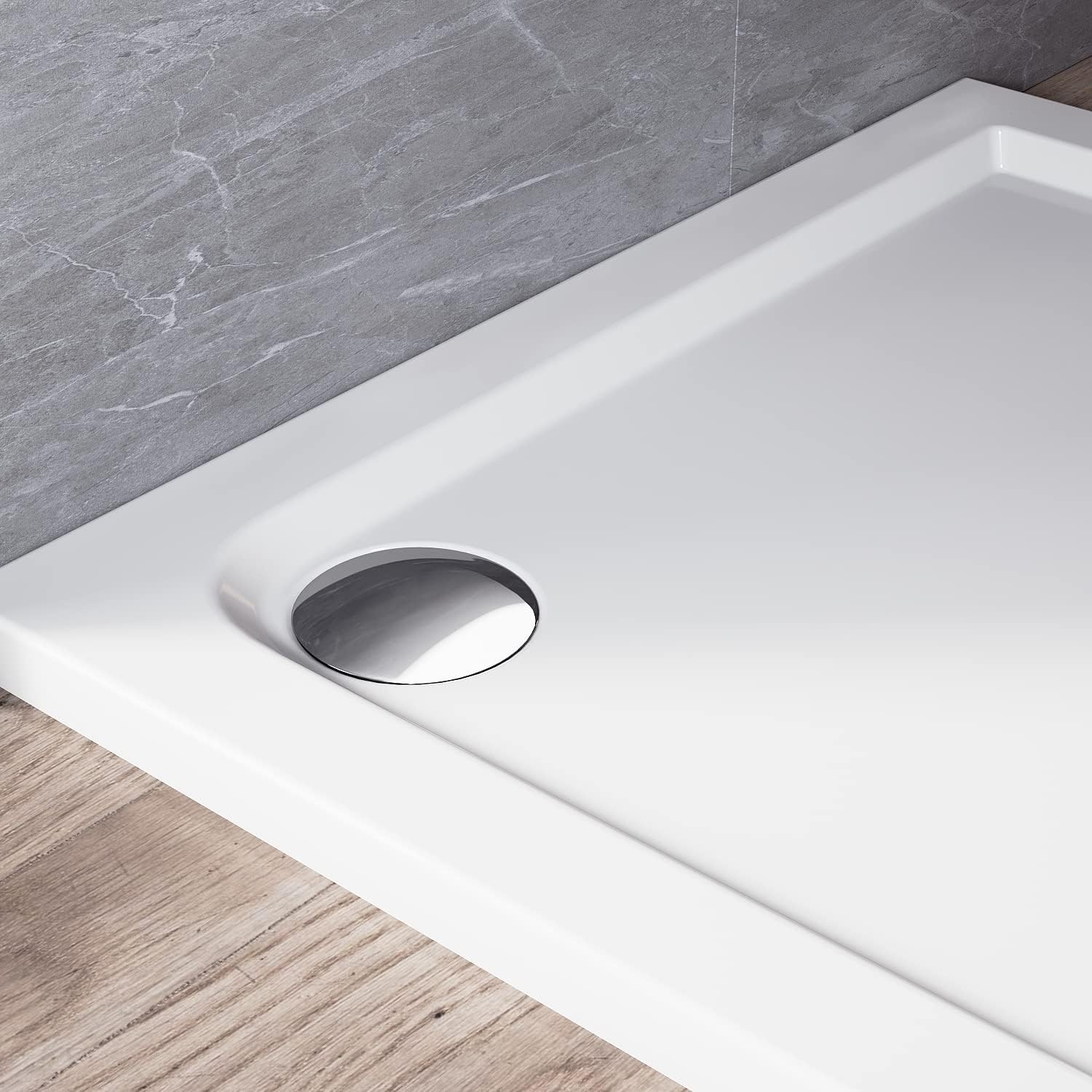 ELEGANT 760 x 760 x 40 mm Square Stone Shower Enclosure Tray + Waste Trap