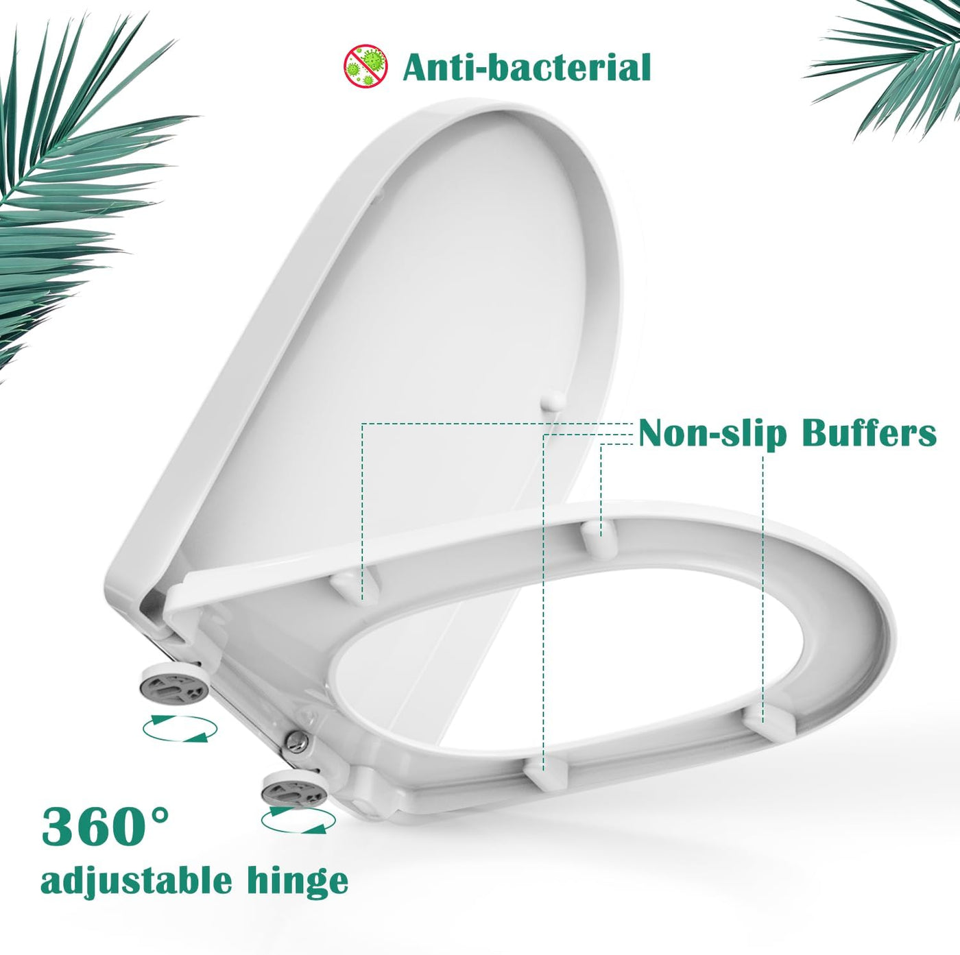 STOREMIC Toilet Seat Soft Close White D Shape Quick Release Top Fixing