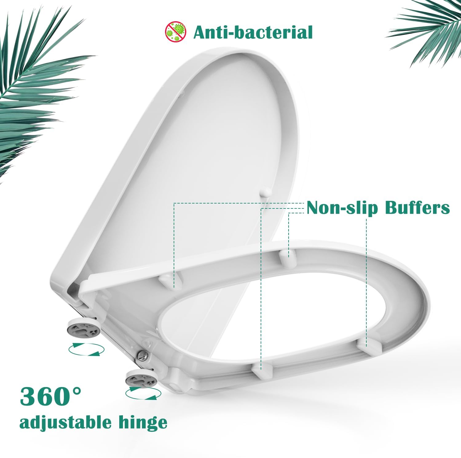 STOREMIC Toilet Seat Soft Close White D Shape Quick Release Top Fixing
