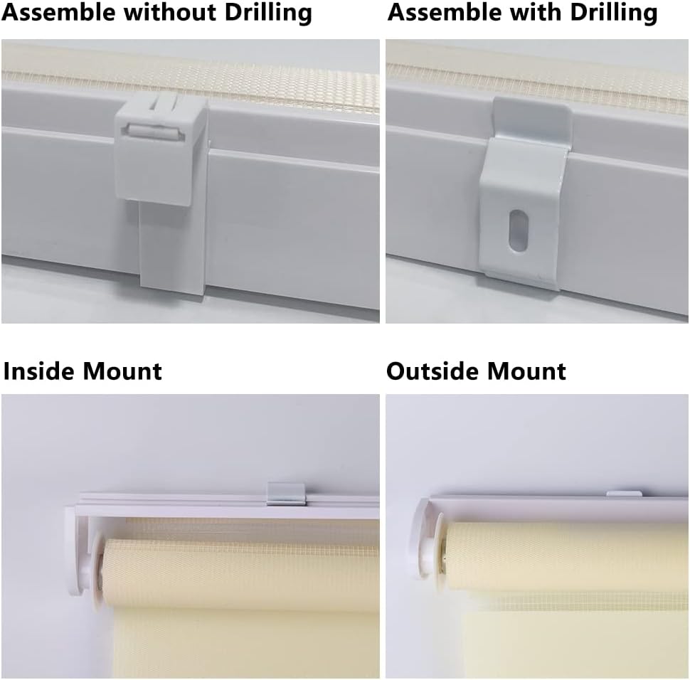Kokorona Day & Night Zebra Roller Blinds, 75x150cm, Light Filtering, Beige