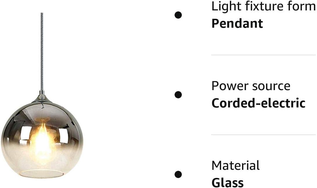 HJXDtech 25cm Chrome Glass Pendant Light: Spherical Gradient Globe Shade - Massive Discounts