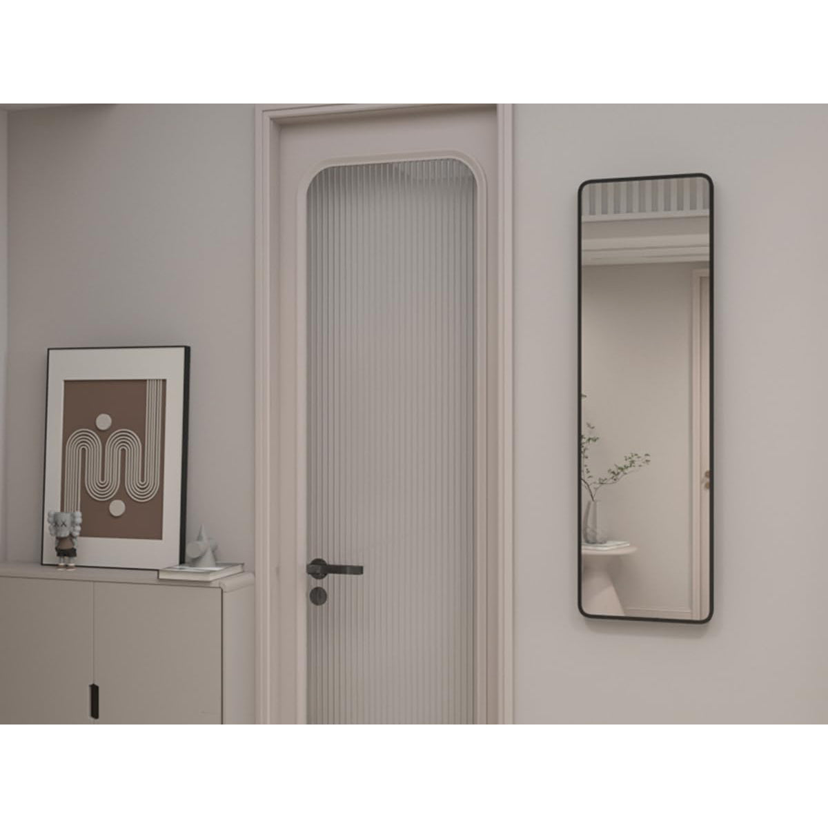 Full Length Wall Mirror 14x47in Black Aluminum Frame Large Body Mirror EXYGLO