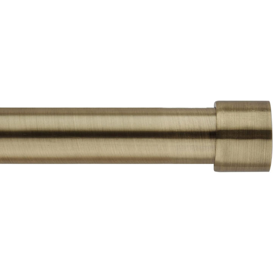 Extendable Antique Brass Curtain Pole 120-210cm, Cap Finials, Full Hardware Set - Massive Discounts