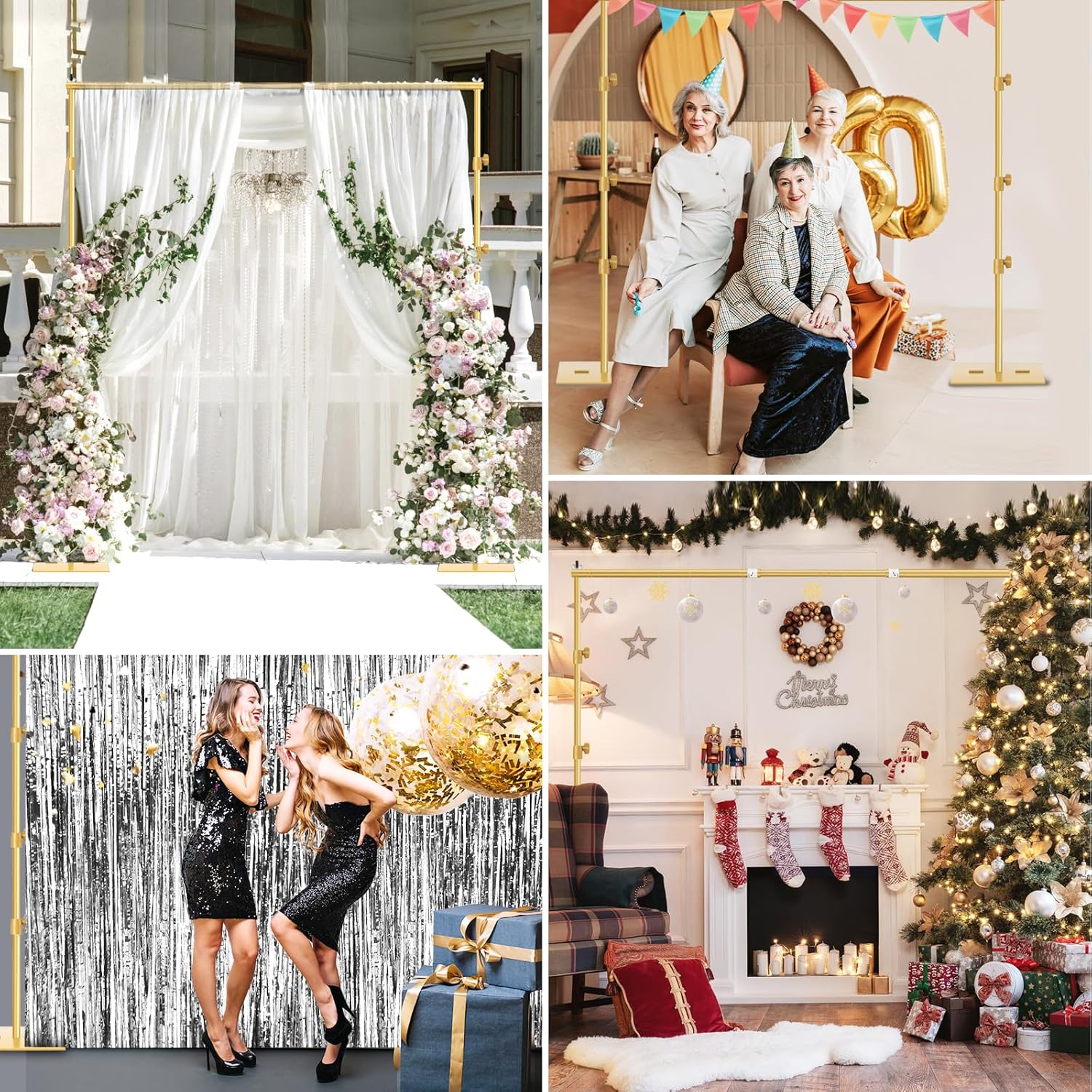 Gold Backdrop Stand 8.5x10ft Adjustable Photo Frame with Steel Base EMART