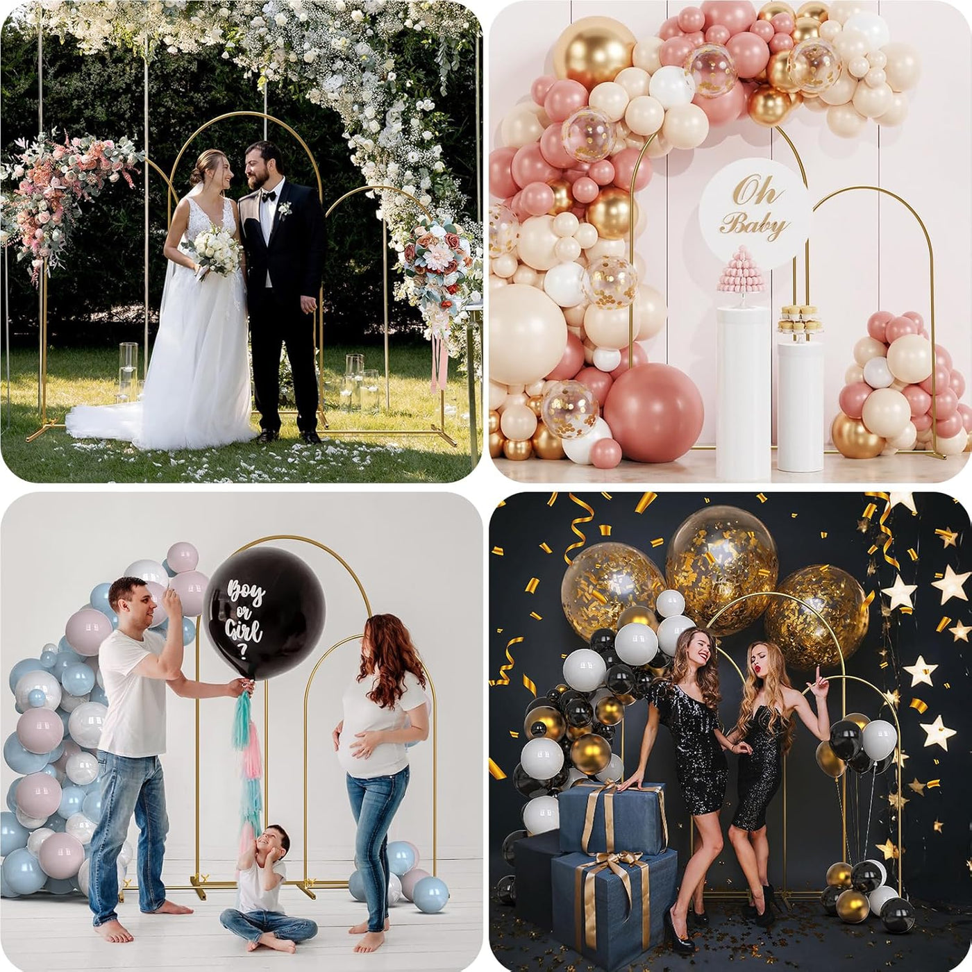 TopDirect 3 Arch Backdrop Stand Set, 4/5/6FT for Parties & Weddings White Cover