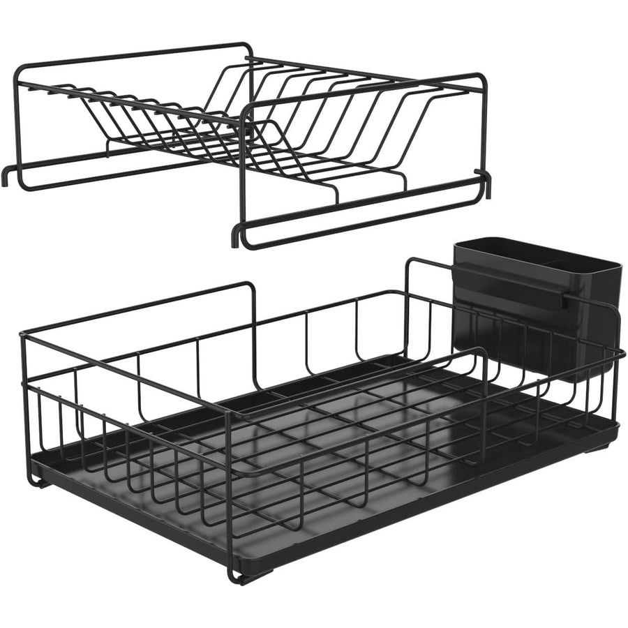 KINGRACK 2 Tier Dish Drainer Rack with Removable Cutlery Holder & Drip Tray - Massive Discounts